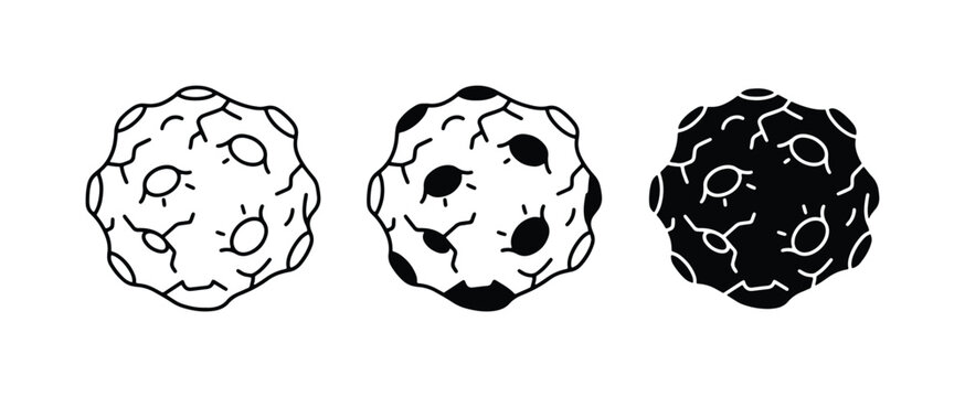 Asteroid Icons, Space Rocks, Meteorite Vector Graphics, Celestial Body Set