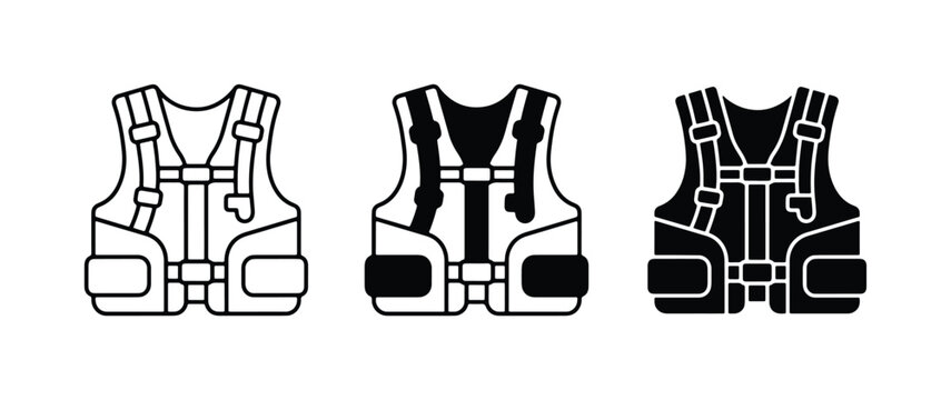 Life Vest Icons, Safety Gear Symbols, Buoyancy Aid Illustrations