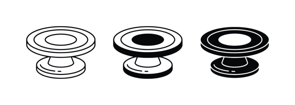 Phone Grip Set, Mobile Accessory Icons, Black and White Pop Socket Vector