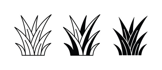 Grass Clumps Vector Icons: Outline, Silhouette, and Filled Styles for Nature Design © Tarek