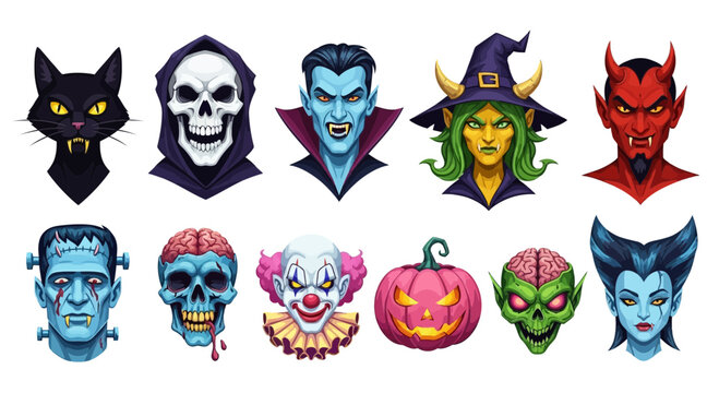 Halloween themed masks and pumpkin