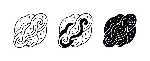 Cosmic Swirl Icons, Celestial Nebula Graphics, Abstract Galaxy Elements, 3 Vector Styles © Mahabubur
