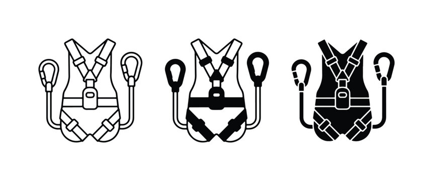 Safety Harness Icons, Fall Protection Gear, Climbing Equipment, Industrial Safety