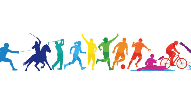 Colorful sports icons in various poses