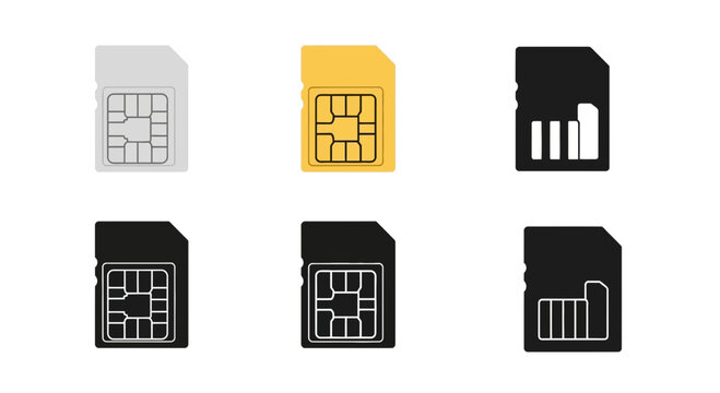 Collection of various sim card designs and shapes