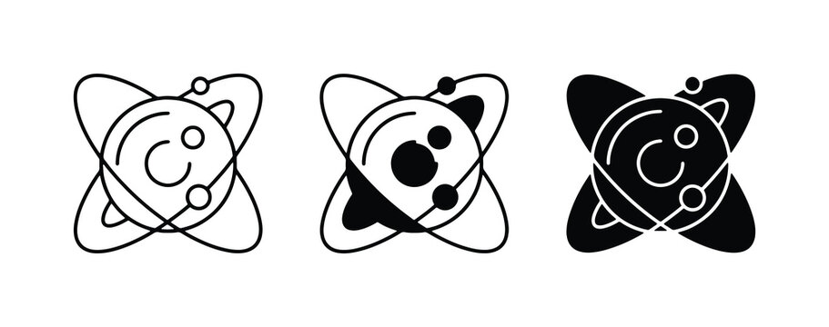 Atomic Structure Icons, Atom Symbols, Science Orbit Vectors