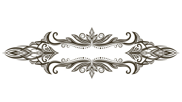 Symmetrical and highly detailed vintage floral scrollwork design that can be used as a decorative border frame or ornamental divider.