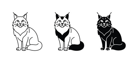 Lynx Icons, Wild Cat Vector Graphics, Feline Silhouette Set, Animal Art © Rakib