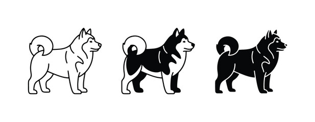 Husky Dog Icons, Line Art and Silhouette Vector Graphics for Pet Lovers © Alamgir