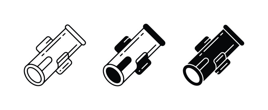 Rocket Launcher Icons, Military Weapon Symbols, Vector Graphics Set