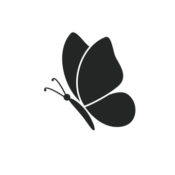 Flying butterfly silhouette flat design