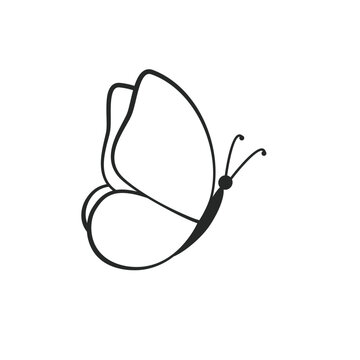Butterfly side view line art icon
