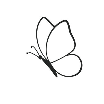 Flying butterfly simple line art icon