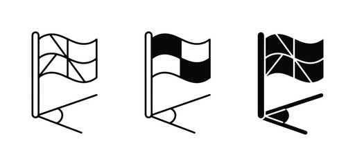 Soccer Corner Flags, Sports Icons, Football Game Symbols, Black and White Vector Graphics © Mahir