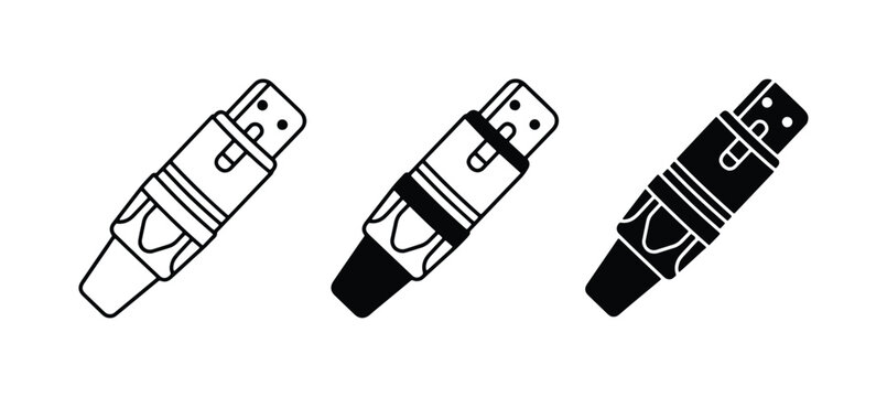 Audio Connector Icons: XLR Male, Female, and Black Variants for Sound Equipment