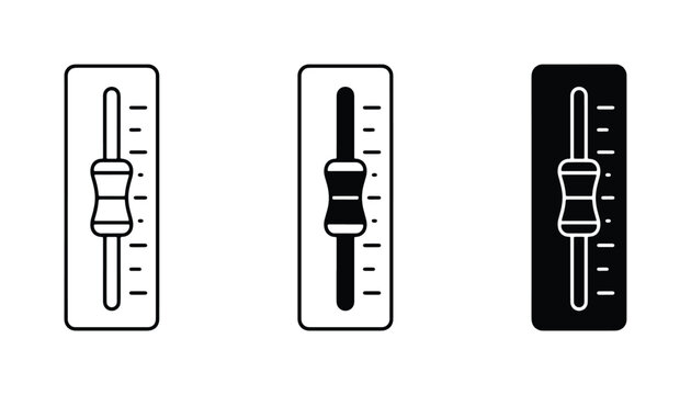 Audio Mixer Faders, Sound Control Sliders, Volume Adjustment Icons Set