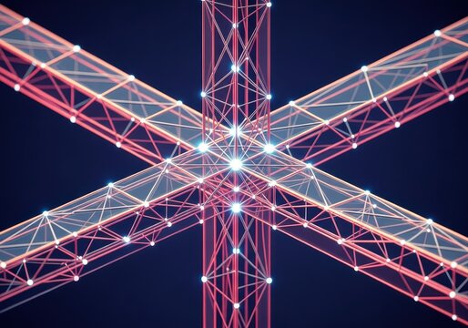 Abstract visualization of complex geometric frameworks spanning multiple planes, illustrating concepts of spatial measurement and higher dimensions, width, lines, length