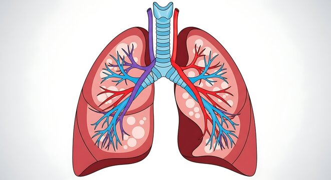 Human lungs anatomy medical illustration.