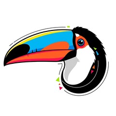 Obraz premium Vibrant colorful toucan head illustration.