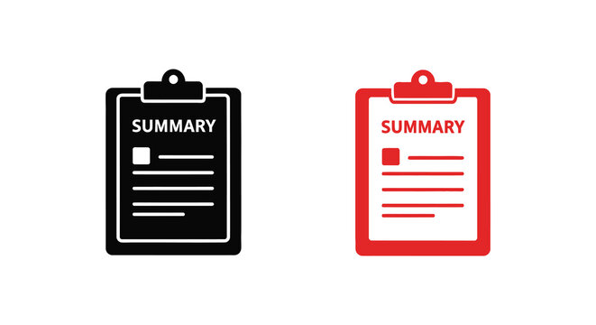 summary clipboard icon black and red silhouette