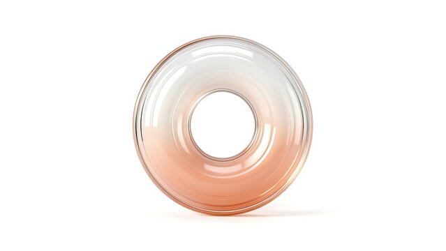 A torus-shaped ring with a glossy rose gold coating on a white background, minimalistic abstract 3D design.