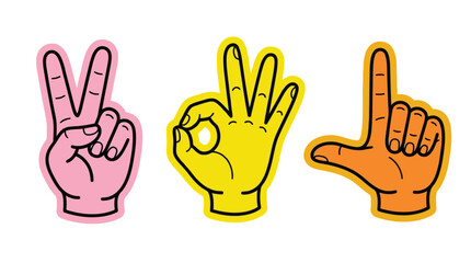 Fototapeta premium Vector illustration in hand drawn doodle style, mascot and character hands and gestures, positive vibe stickers and overlays
