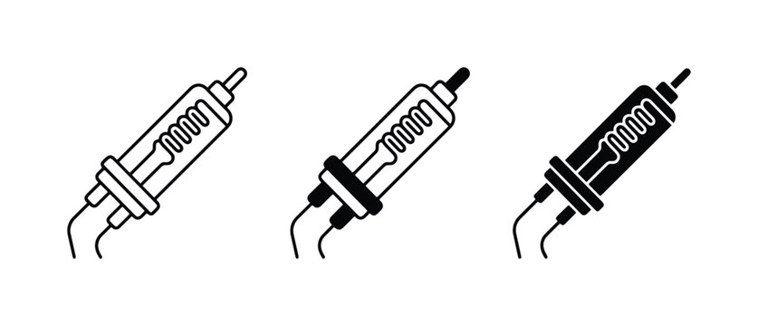 Vacuum Tube Icons, Retro Electronic Component Symbols, Vintage Technology Graphics