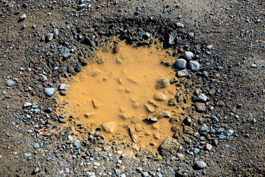 Closeup Of A Muddy Pothole