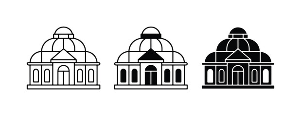 Victorian Conservatory Icons, Greenhouse Building Silhouettes, Botanical Garden Structures © Mahfuzur
