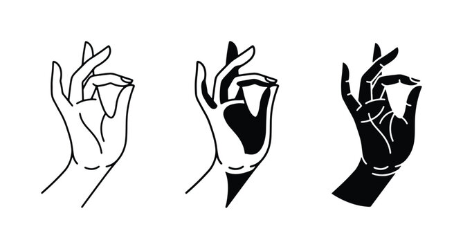 Buddhist Mudra Hand Gestures, Yoga Meditation Symbols, Spiritual Enlightenment Icons
