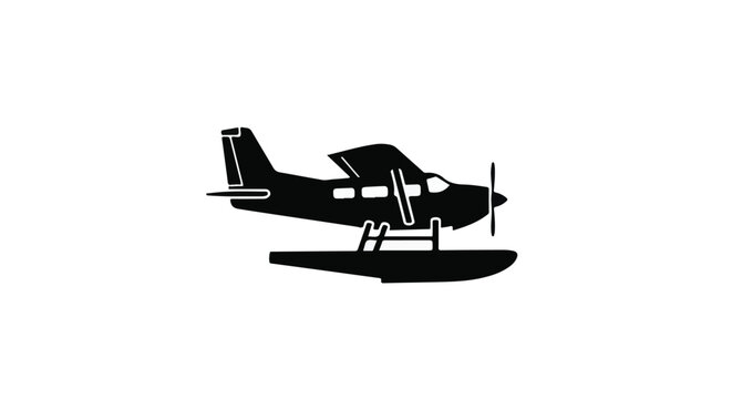 Black silhouette of a seaplane
