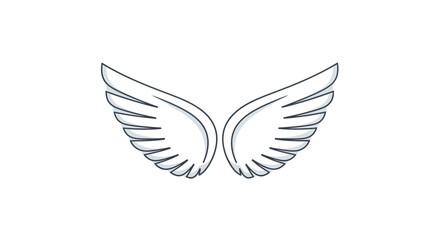 Obraz premium Wings illustration blue line art on white background
