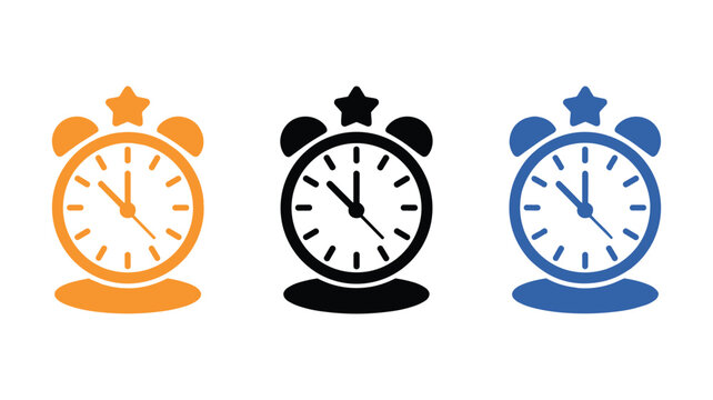 Flat of three clock faces with sun moon and star symbols time