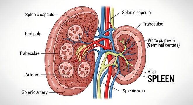 Anatomy of human spleen organ.