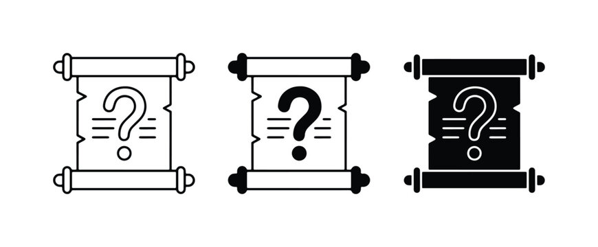 Question Mark Scrolls, Mystery Document Icons, Uncertainty Symbols