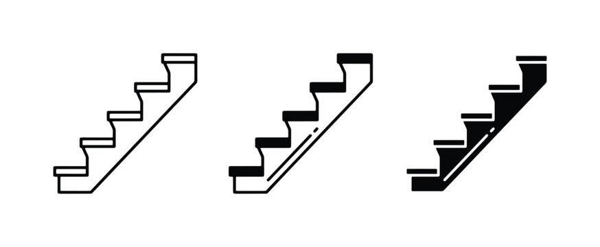 Staircase Icons, Steps Vector Graphics, Architectural Design Elements