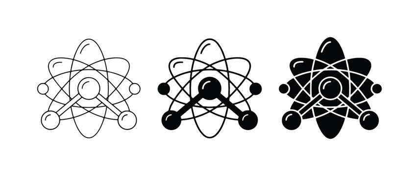 Atomic Structure Icons, Science Symbols, Molecule Models, Research Graphics