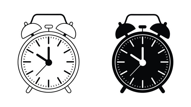 Black and white of two clock faces with roman numerals