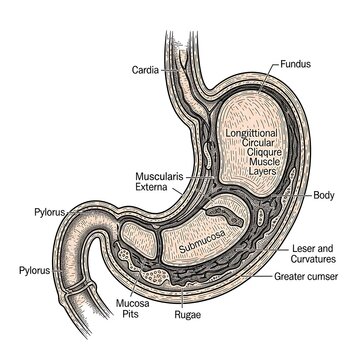 Anatomy of the human stomach.