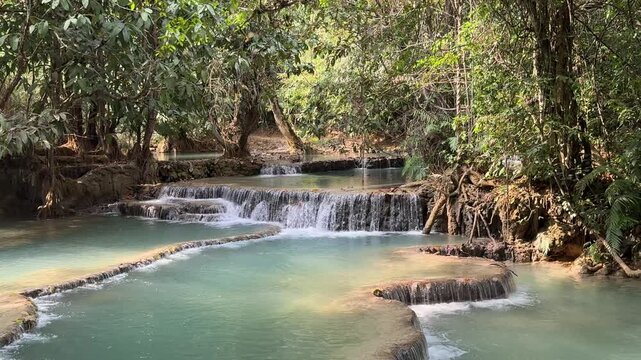 Beautiful Kuang Si Falls in Luang Prabang, Laos