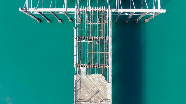 Aerial Drone View of Fire Damaged Oceanside Pier Hammerhead Before Reconstruction in 2027