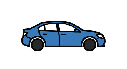 Fototapeta premium blue sedan car silhouette on a white background