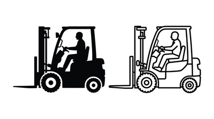 Forklift silhouettes on a white background industrial vehicle outline © Rumana