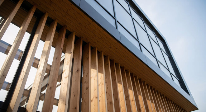 Fa&ccedil;ade moderne avec structure en bois