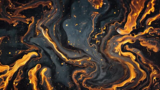 Swirling patterns of black and gold create a visually striking design with bright details flowing across the surface during the daytime