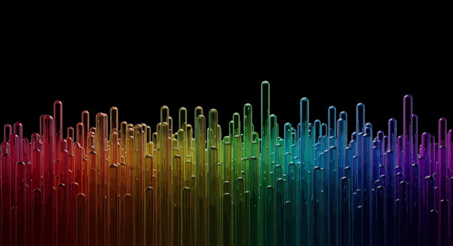 Rainbow sound wave, colorful audio spectrum, vibrant equalizer, gradient waveform