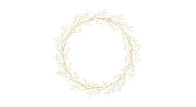 Golden laurel wreath, elegant vector frame, luxury border, decorative circle