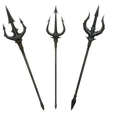 Three tridents weapon design isolated on transparent background