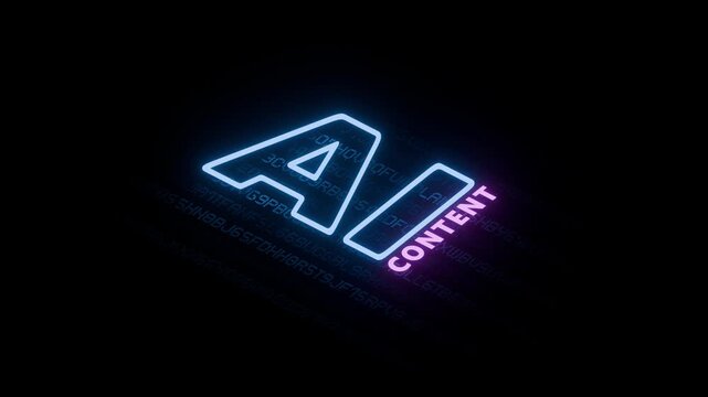 Animated AI Content Moton Graphic Title with neon lighting and code