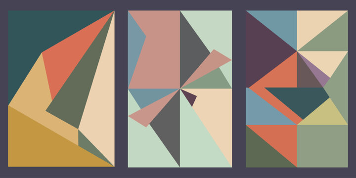 Abstract geometric patterns in soft pastel and muted earth tones.